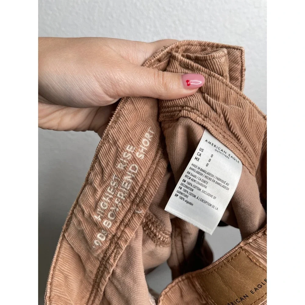 American Eagle Highest Rise 90s Boyfriend Short Corduroy Cargo Tan Brown‎ Size 0